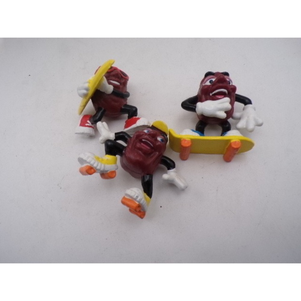 Vintage California Raisins PVC Figures Set of 3 Skateboard Surf Roller Skate 80s
